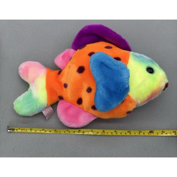 Vtg TY Beanie Buddies Lips Fish 1999 Multicolor Tie Dye Plush Stuffed Animal 13" - Picture 16 of 16